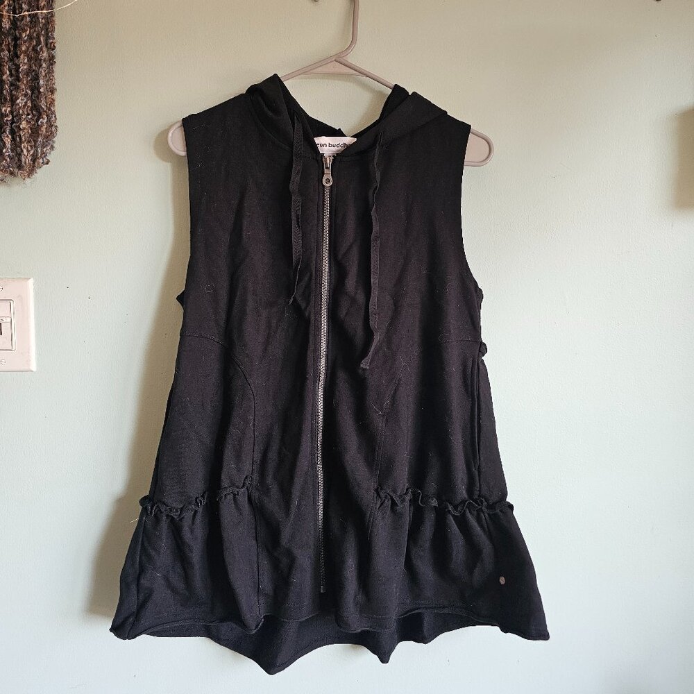 NWT Neon Buddha Ruffle Sleeveless Zip Up Hoodie Size S